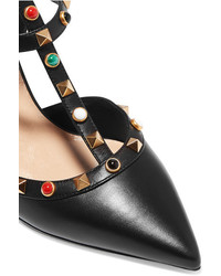 Escarpins en cuir à clous noirs Valentino