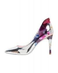 Escarpins en cuir à fleurs argentés Ted Baker