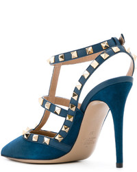 Escarpins en cuir bleu marine Valentino