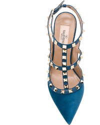 Escarpins en cuir bleu marine Valentino