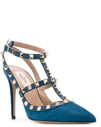 Escarpins en cuir bleu marine Valentino