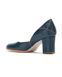 Escarpins en cuir bleu marine Sarah Chofakian