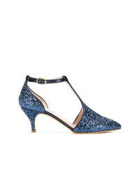 Escarpins en cuir bleu marine Polly Plume