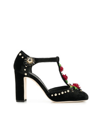 Escarpins en cuir brodés noirs Dolce & Gabbana