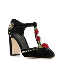 Escarpins en cuir brodés noirs Dolce & Gabbana
