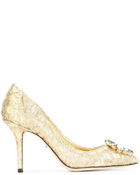 Escarpins en cuir dorés Dolce & Gabbana
