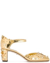 Escarpins en cuir dorés Dolce & Gabbana