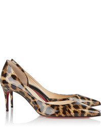 Escarpins en cuir imprimés léopard marron clair Christian Louboutin