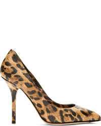 Escarpins en cuir imprimés léopard marron clair Dolce & Gabbana