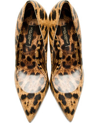 Escarpins en cuir imprimés léopard marron clair Dolce & Gabbana