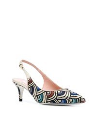 Escarpins en cuir imprimés multicolores Pollini