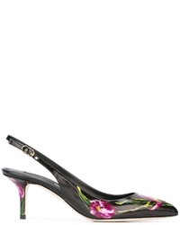 Escarpins en cuir imprimés noirs Dolce & Gabbana