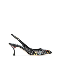 Escarpins en cuir imprimés noirs Dolce & Gabbana