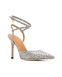 Escarpins en cuir imprimés serpent noirs et blancs Tory Burch