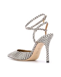 Escarpins en cuir imprimés serpent noirs et blancs Tory Burch