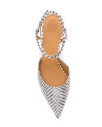 Escarpins en cuir imprimés serpent noirs et blancs Tory Burch