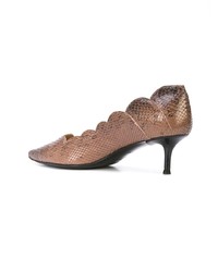 Escarpins en cuir imprimés serpent tabac Chloé