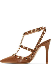 Escarpins en cuir marron Valentino