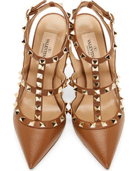 Escarpins en cuir marron Valentino