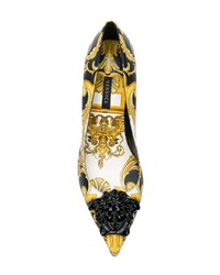 Escarpins en cuir noir et doré Versace
