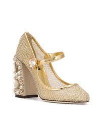 Escarpins en cuir ornés dorés Dolce & Gabbana