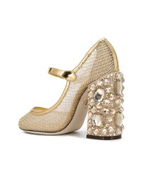 Escarpins en cuir ornés dorés Dolce & Gabbana