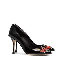 Escarpins en cuir ornés noirs Dolce & Gabbana