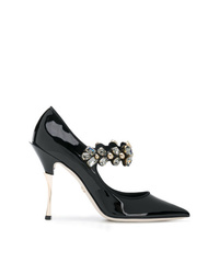 Escarpins en cuir ornés noirs Dolce & Gabbana