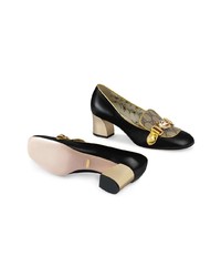 Escarpins en cuir ornés noirs Gucci