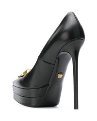 Escarpins en cuir ornés noirs Versace