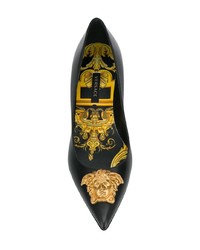 Escarpins en cuir ornés noirs Versace