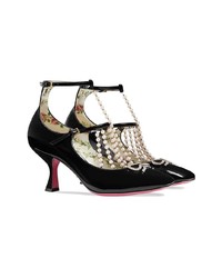 Escarpins en cuir ornés noirs Gucci