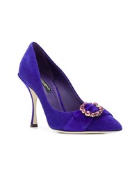 Escarpins en cuir ornés violets Dolce & Gabbana