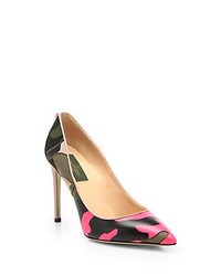 Escarpins en cuir rose et noir