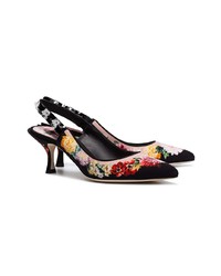 Escarpins en daim à fleurs noirs Dolce & Gabbana