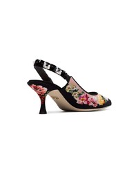 Escarpins en daim à fleurs noirs Dolce & Gabbana