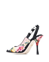 Escarpins en daim à fleurs noirs Dolce & Gabbana
