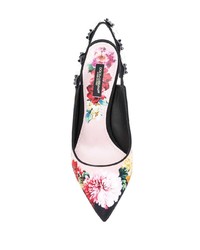 Escarpins en daim à fleurs noirs Dolce & Gabbana