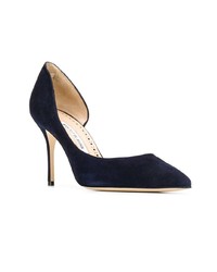 Escarpins en daim bleu marine Manolo Blahnik