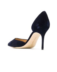 Escarpins en daim bleu marine Manolo Blahnik