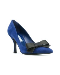 Escarpins en daim bleu marine Prada