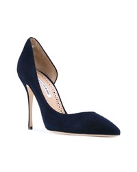 Escarpins en daim bleu marine Manolo Blahnik