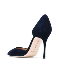 Escarpins en daim bleu marine Manolo Blahnik