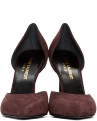 Escarpins en daim bordeaux Saint Laurent