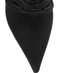Escarpins en daim découpés noirs Versace