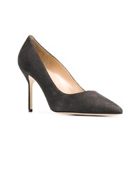 Escarpins en daim gris foncé Manolo Blahnik