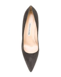 Escarpins en daim gris foncé Manolo Blahnik