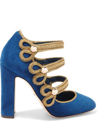 Escarpins en daim ornés bleus Dolce & Gabbana