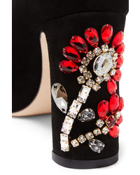 Escarpins en daim ornés noirs Dolce & Gabbana