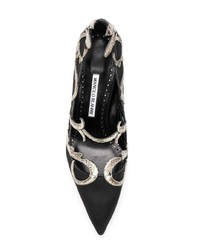 Escarpins en daim ornés noirs Manolo Blahnik